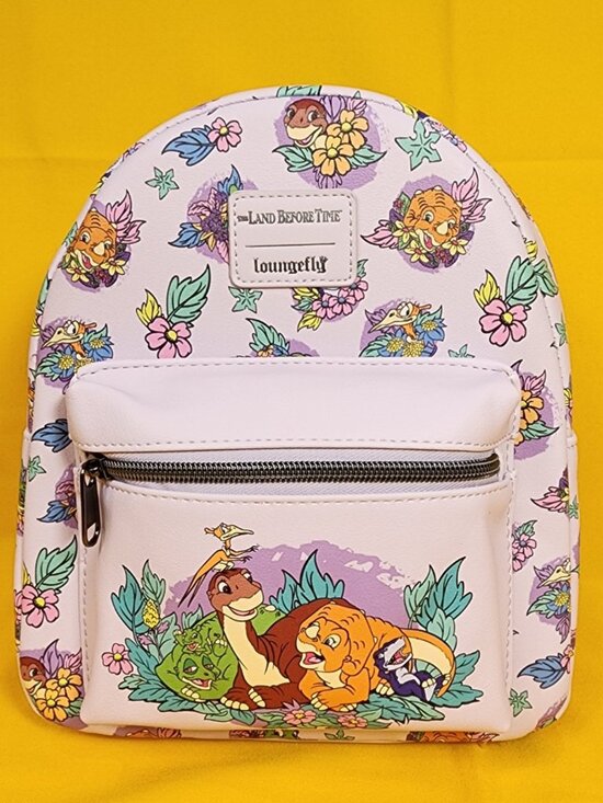Loungefly Handbags - Loungefly The Land Before Time Dinosaurs Floral Purple Soft Tag Mini Backpack
